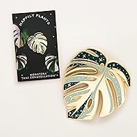 Vista 2 de EL ORIGINAL - Pin de Solapa Monstera Deliciosa Thai Constellation Variegada, Albo Variegata, Regalos de Plantas, Pin de Hoja de Planta Esmaltada