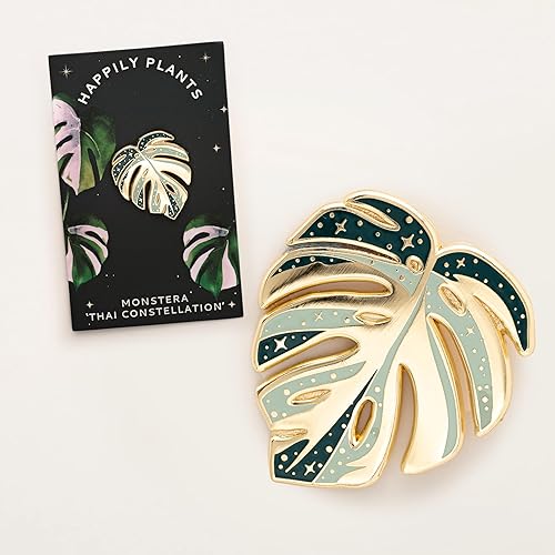 Miniatura 2 de EL ORIGINAL - Pin de Solapa Monstera Deliciosa Thai Constellation Variegada, Albo Variegata, Regalos de Plantas, Pin de Hoja de Planta Esmaltada