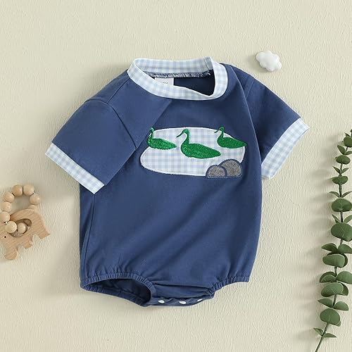 Miniatura 5 de LIOMENGZI Mameluco de verano para bebé niño, trajes de mameluco de bloque de color, lindo overol de 3, 6, 12, 18 meses