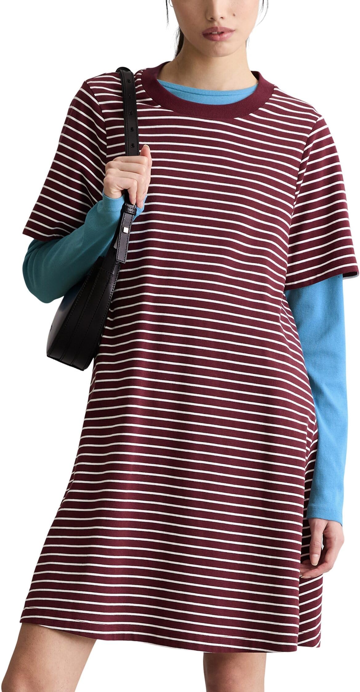 Marc OߴPolo Denim Damen Jerseykleid mit Rundhalsausschnitt gestreift