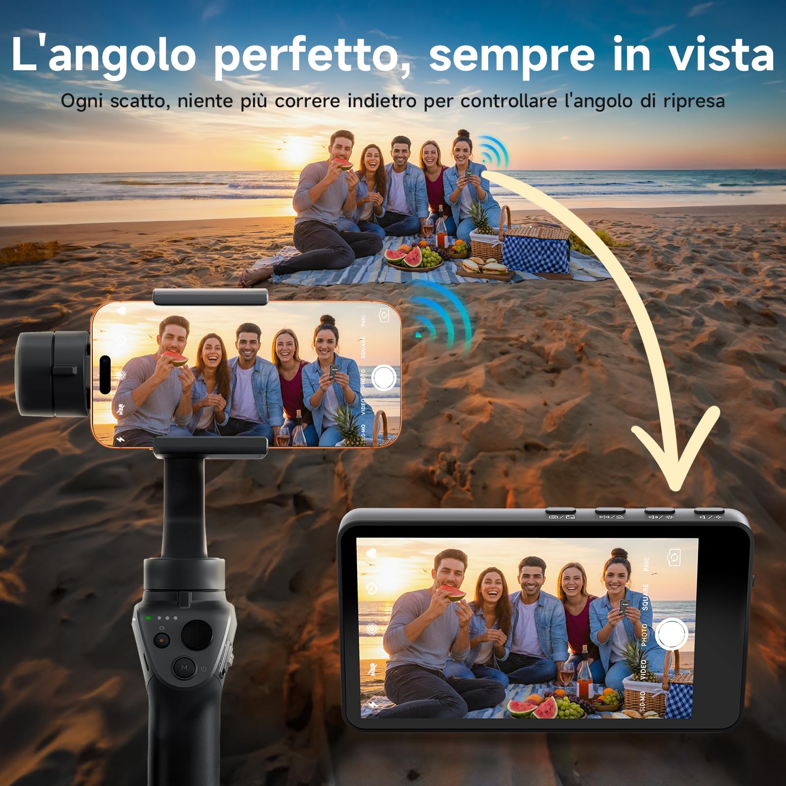 Selfie Monitor Schermo per Telefono, Rollei Easy Creator Selfie Monitor 3,97" per Fotocamera Posteriore Compatibile con iPhone e Android per TikTok Live Streaming Magnetico-Telefono-Fotocamera-Schermo