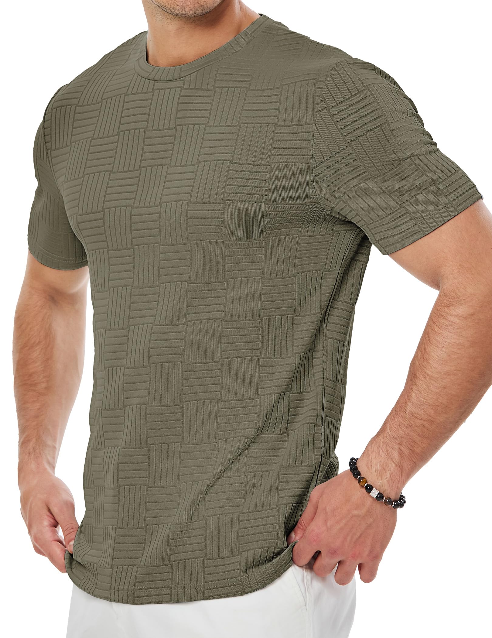 JMIERR Herren T‑Shirt Kurzarm Slim Fit – rundhals, strukturiert, S–3XL