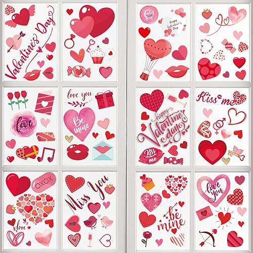 218 unidades de calcomanías para ventana del día de San Valentín, con forma de corazón, para ventanas de vidrio, decoración de ventanas de San