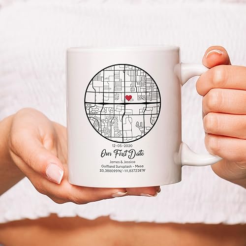 Miniatura 2 de Taza personalizada con texto en inglés Our First Date taza personalizada para el día de San Valentín el aniversario perfecto regalo de compromiso