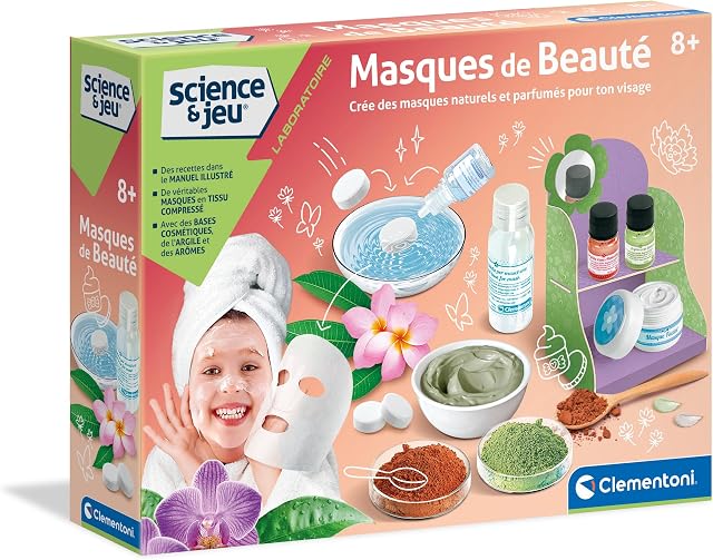 Clementoni - Masques de Beauté - Laboratoire de Cosmétiques - Expériences Scientifiques Amusantes - Pour les Enfants - Jeu de Science - À partir de 8 Ans - Français - 524396