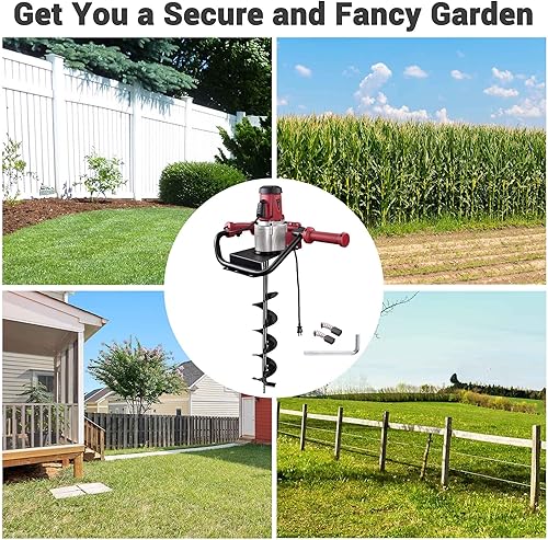 Miniatura 6 de YesHom 1500W Eléctrica 1-Man Post Hole Digger con broca de tierra de 6 pulgadas taladro 2HP Powerhead para la excavación de suelo de la planta