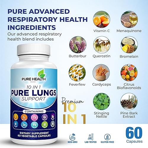 Miniatura 2 de Suplemento 10 en 1 de limpieza pulmonar y apoyo inmunológico - Ayuda para dejar de fumar - Limpieza pulmonar desintoxicante totalmente natural para