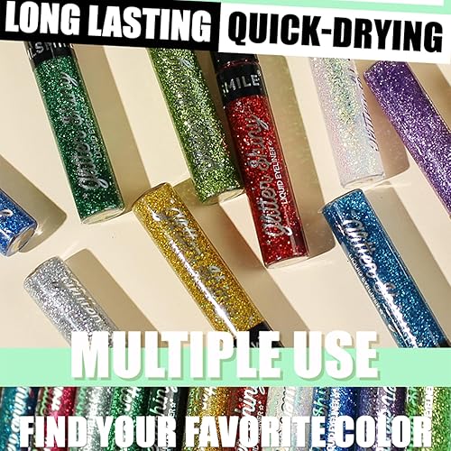 Miniatura 6 de Delineador de ojos líquido con purpurina de larga duración, impermeable, brillante, delineador líquido a prueba de manchas, de secado rápido,