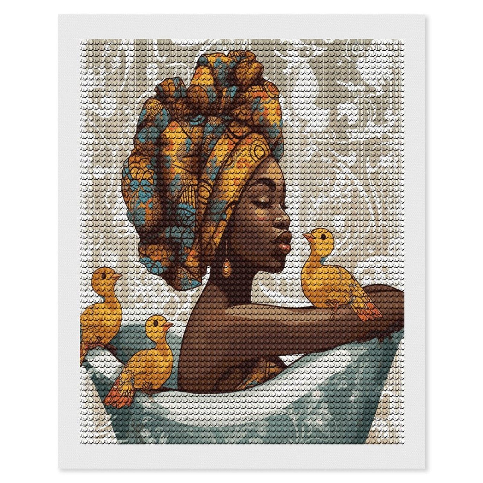 JTREHY African Women Diamond Art Kits Personalized DIY Round Diamond Painting Kits for Beginner Full Drill Diamonds Dots Paintings for Adults Gem Art Crafts Home Decor
