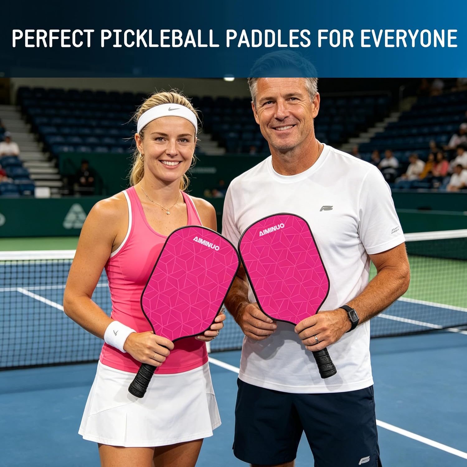 Pickleball Paddles, Fiberglass Pickle Ball Paddle Set, 16mm Lightweight Pickleball Paddles for Men Women Kids Indoor & Outdoor