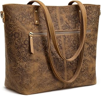 S-ZONE Leather Tote Bag for Women Large Work Totes Designer with Adjustable Strap