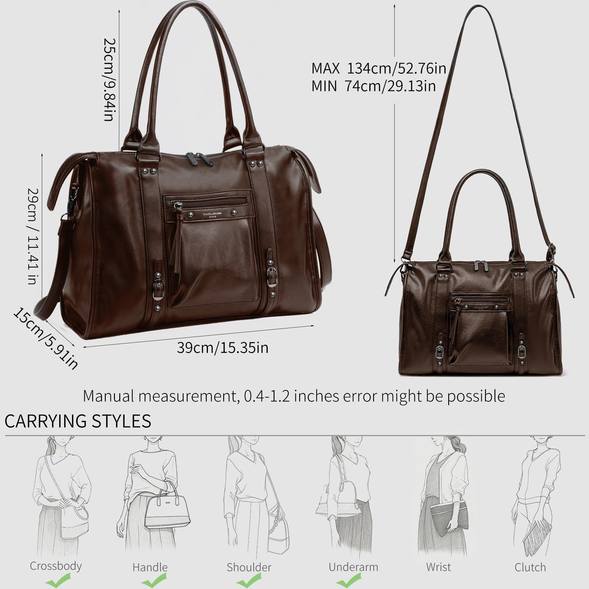 David Jones - Damen Große Shopper Handtasche, Vintage City Tote Bag