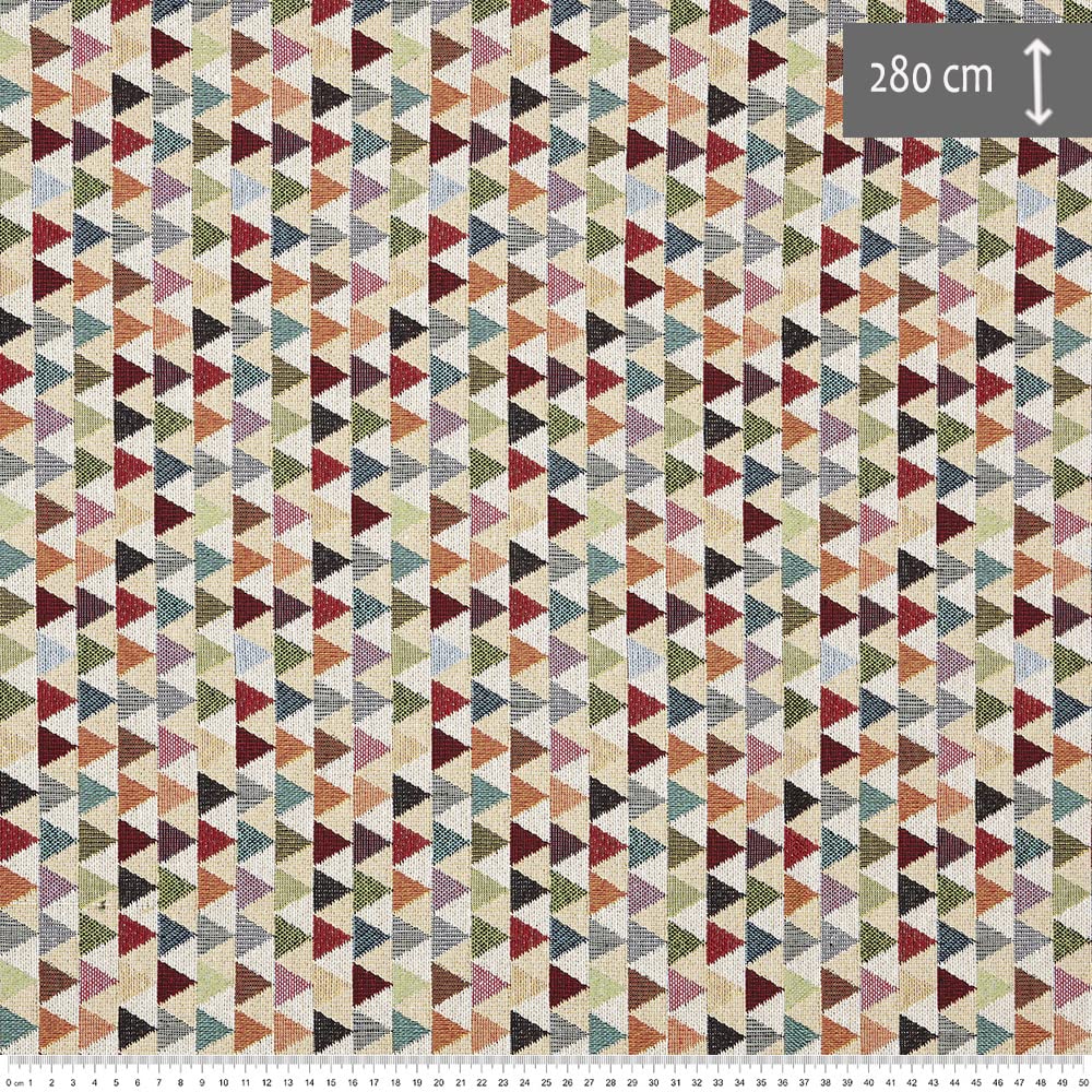Kt KILOtela - Tela Tapicería, Jacquard Gobelino, Tapizar Sillas, Cojines, Sofá, Resistente, 100 cm Largo x 280 cm Ancho, Triángulos, Multicolor, Beige - 1 Metro — view 3
