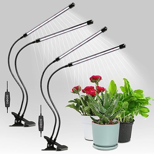 iPower Lámpara de Crecimiento de Plantas con Clip de Espectro Completo con 84 LEDs Blancos y Rojos para Plantas de Interior, Función de Temporizador