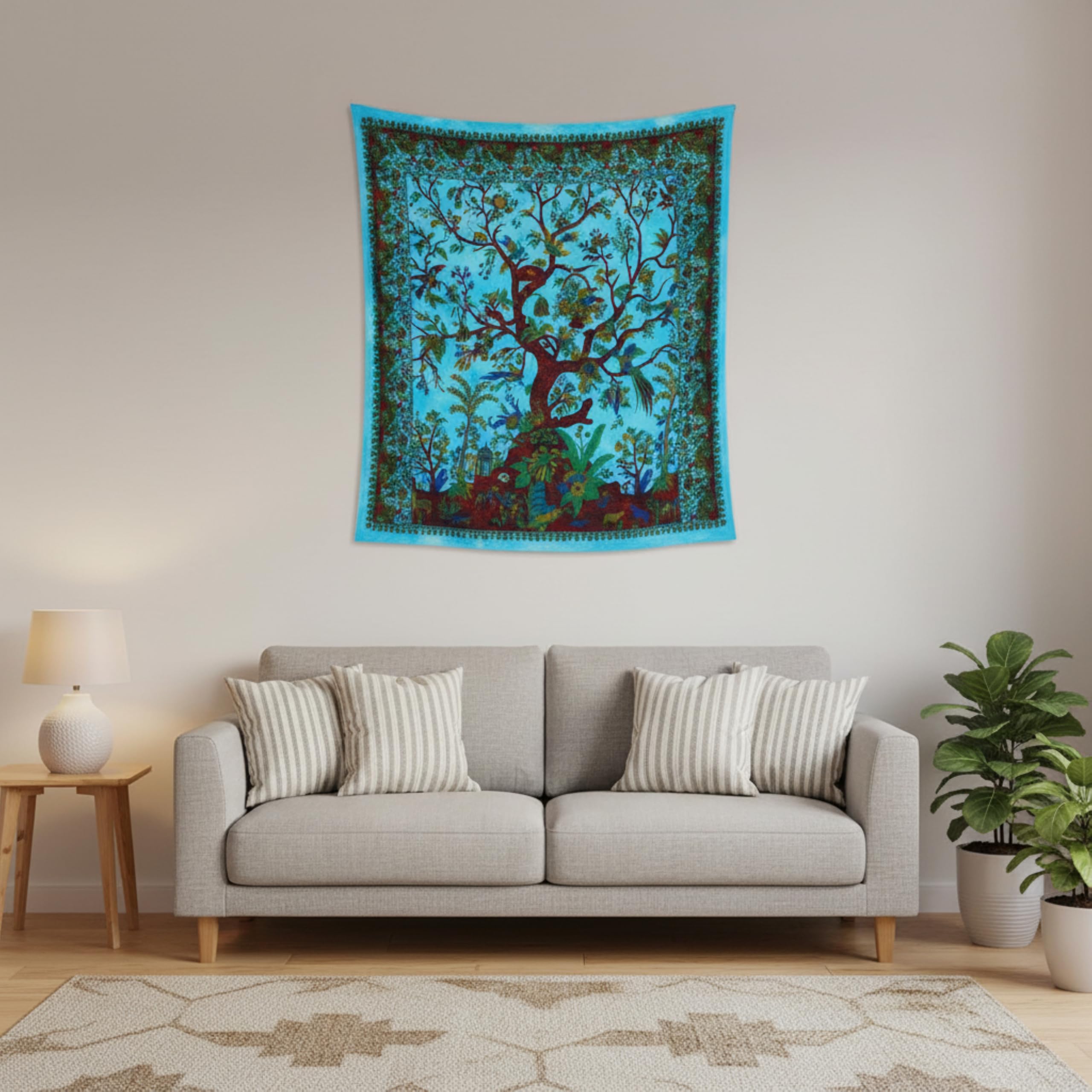Craft Trade Poster 30x40 Inches Blue Cotton Mandala Tree of Life