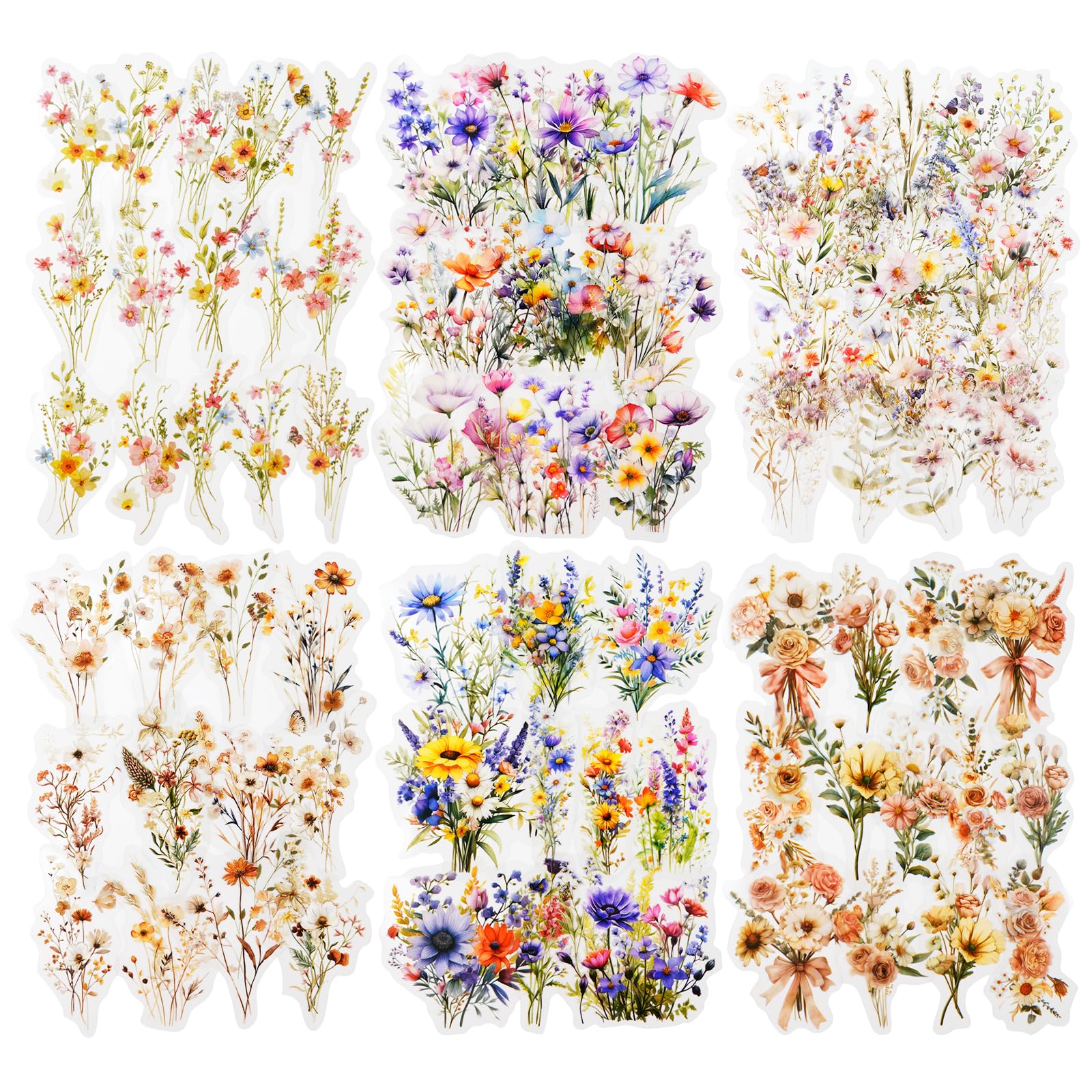 Autocollants floraux imperméables et transparents en PET pour journal