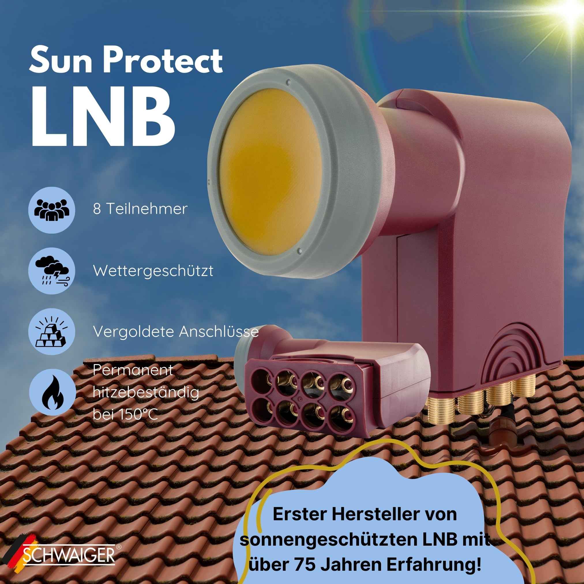 SCHWAIGER 717419 Octo LNB Low Noise Blockconverter Sun Protect Tapa LNB Digital Resistente al Calor Accesorios para Antenas parabólicas conexión Directa protección contra la Intemperie