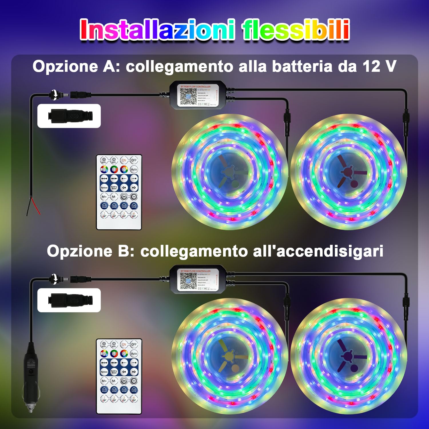 Lichaser Striscia di luci LED per camper impermeabile IP67, luce per camper 12V RGB+IC con APP e telecomando, illuminazione per camper interna ed esterna per tenda da sole, tende da camper (10m)