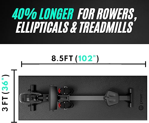 Miniatura 2 de Powr Labs Alfombrilla para máquina de remo, alfombra de cinta de correr para alfombras y pisos de madera dura, alfombrilla de remo para hidrow