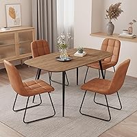 Vista 37 de Mesa de comedor moderna de granja de 47.2 pulgadas, mesa de comedor rectangular de madera con patas de metal para 4 personas para comedor, cocina