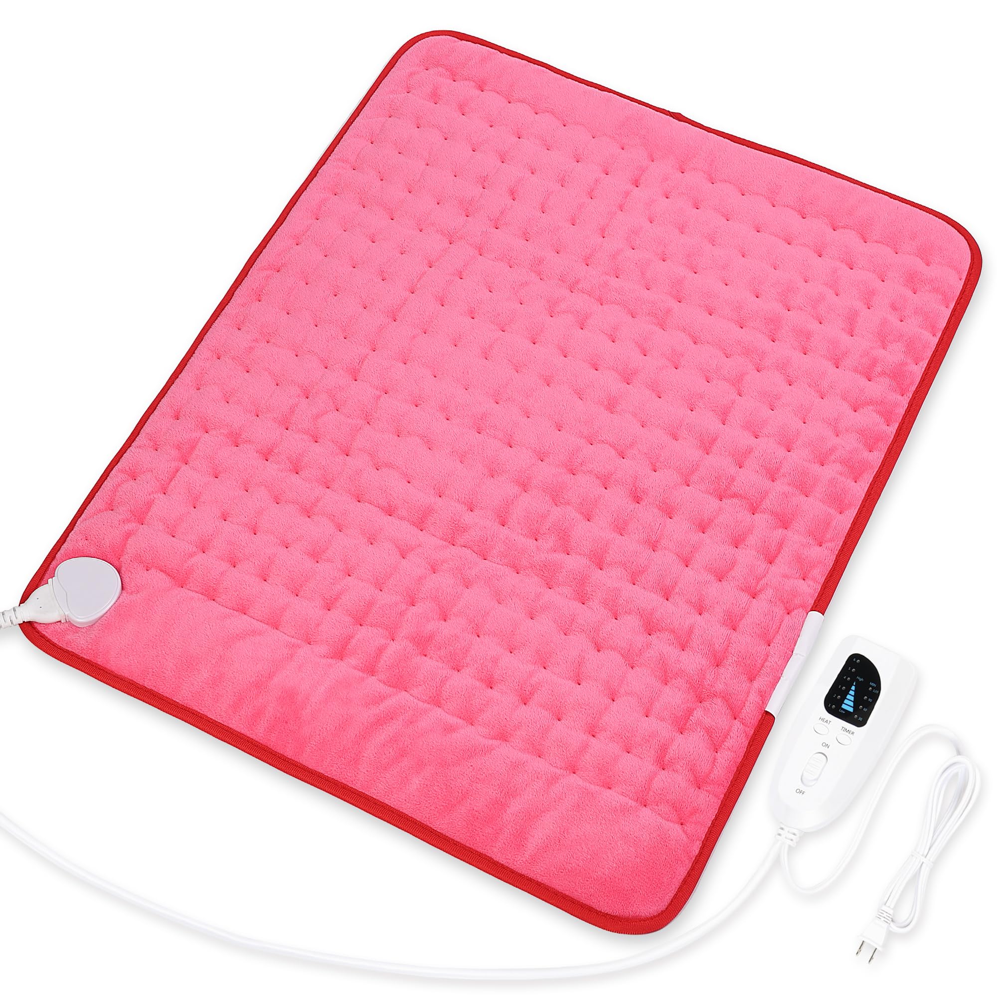 Deepsoon Electric Heating Pad 24x20 Inch Fuchsia | Soothing Heat for Back, Neck, Abdomen, Legs - main product image