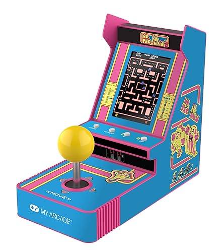 My Arcade Ms. Pac-Man Joystick Player: Arcade Classics, Retro Games, Mini Video Game Console, 2 Game Modes, Birthday Gifts
