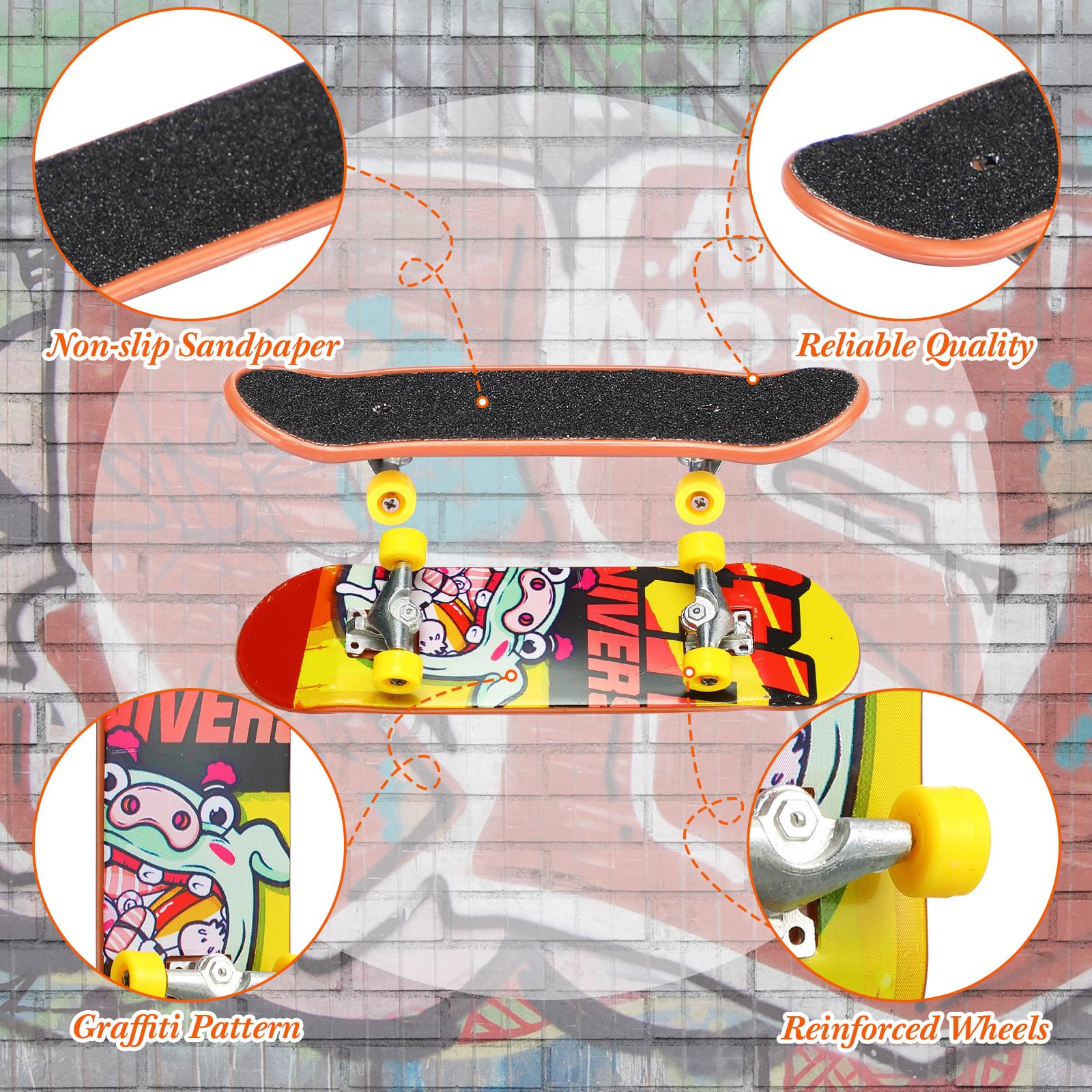 Paquete de 50 patinetas para dedos profesionales, mini patinetas coleccionables, juguetes de movimiento creativo, regalos de fiesta para adolescentes y adultos, estilo aleatorio 7