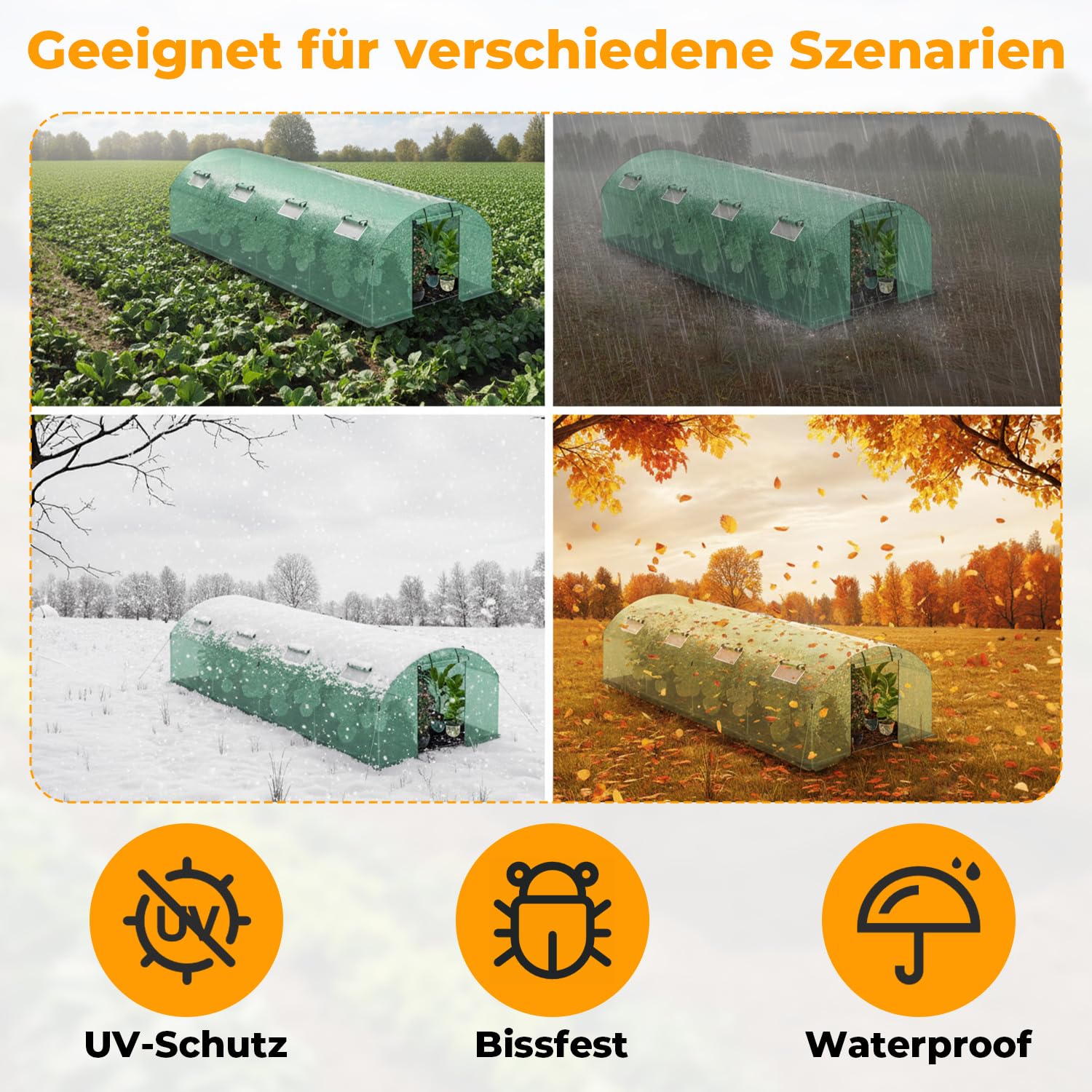 Serre en film - 300 x 800 x 200 cm - Bâche en polyéthylène - 140 g/m² - Avec ancrages au sol et cordes - Abri de jardin pour jardin, plantes - Vert
