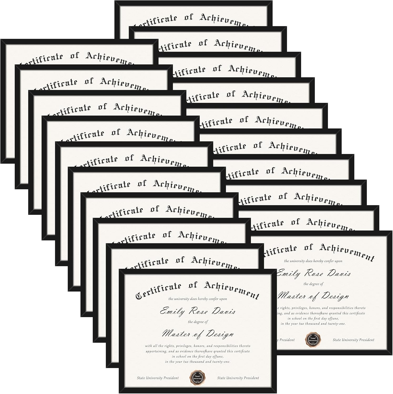 8.5x11 Picture Frame 20 Pack, Black Certificate Document Frames 8.5x11 for Wall and Tabletop