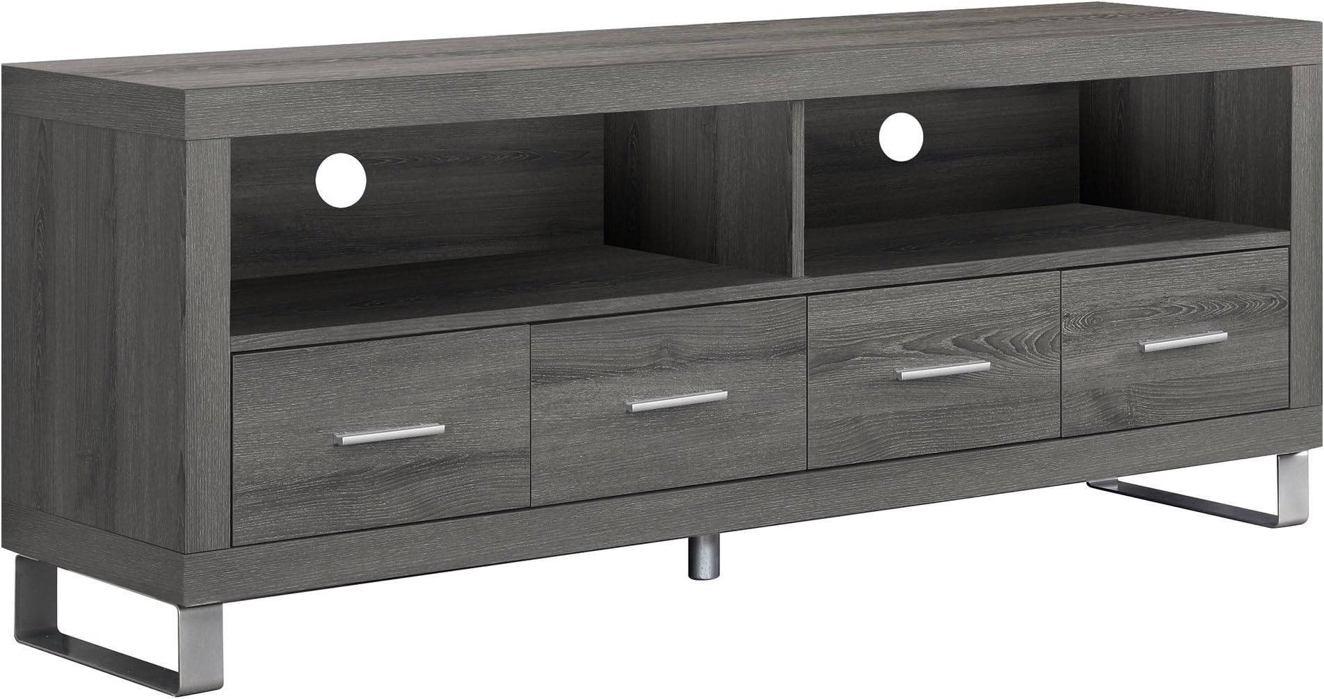 Monarch Specialties , TV Console with 4 Drawers, Dark Taupe Reclaimed-Look, 60"L