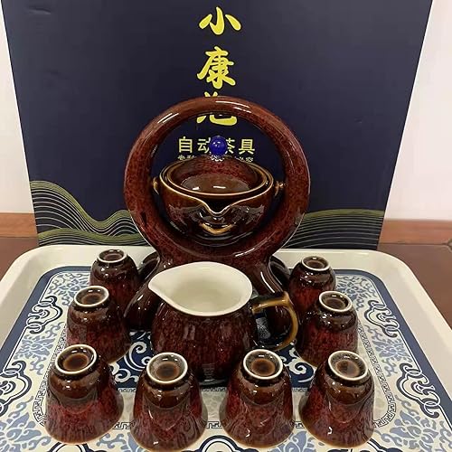 Miniatura 7 de Caja de regalo de té chino de alta calidad, juego de té de Kung Fu giratorio, cocción a mano pura, con tetera giratoria e infusor, adecuado para