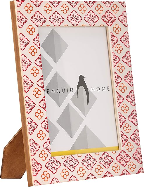 Penguin Home Handcrafted Photo Frame 6" X 4"(15 X 10 cm), Freestanding, Real Glass Window, Portrait or Landscape, Resin Beautiful Design, Vintage, for Family & Friends