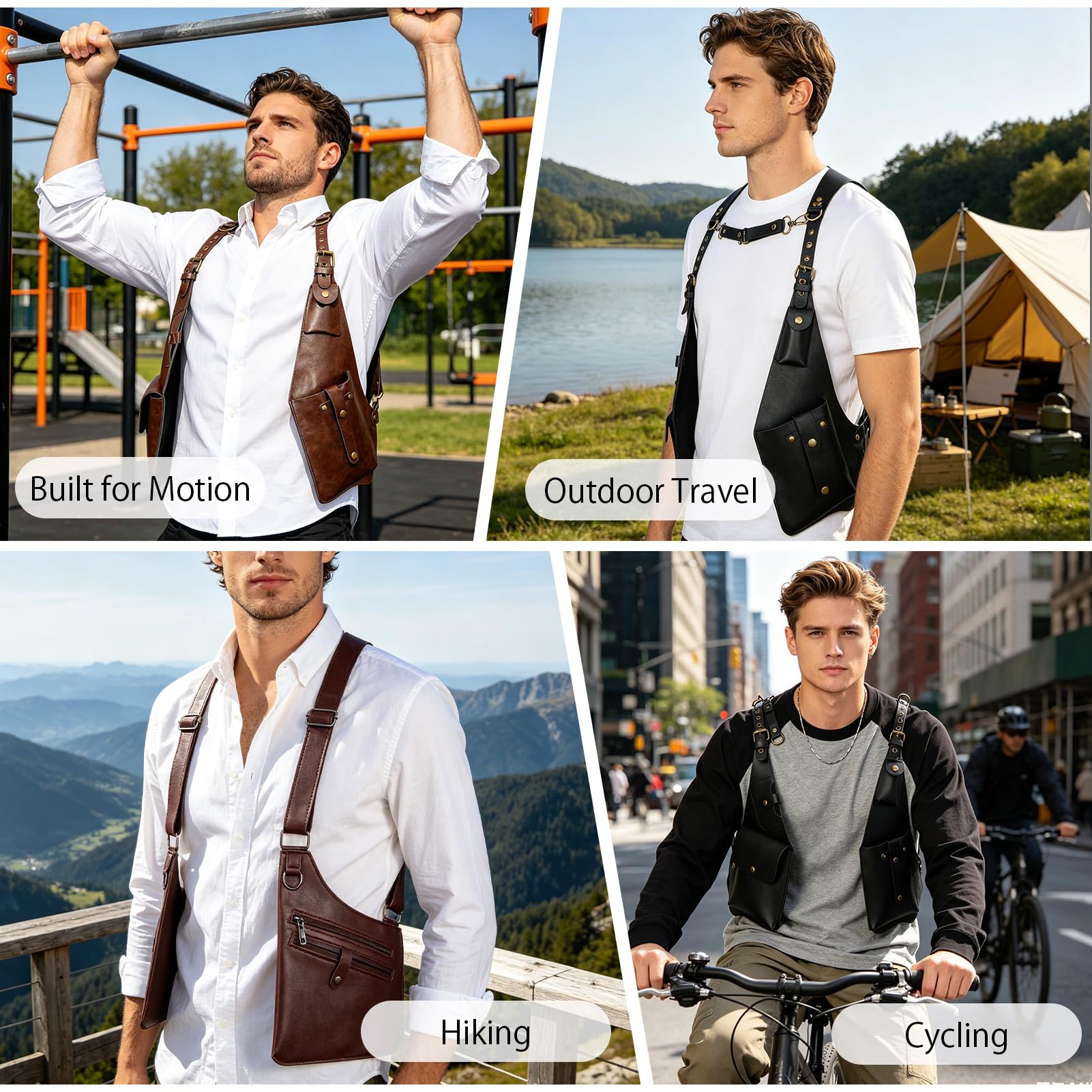 Sling Bag Hommes Femmes Holster Sac Hommes Anti Vol Sac Vélo Sac Bandoulière pour Voyages Randonnée et Outdoor