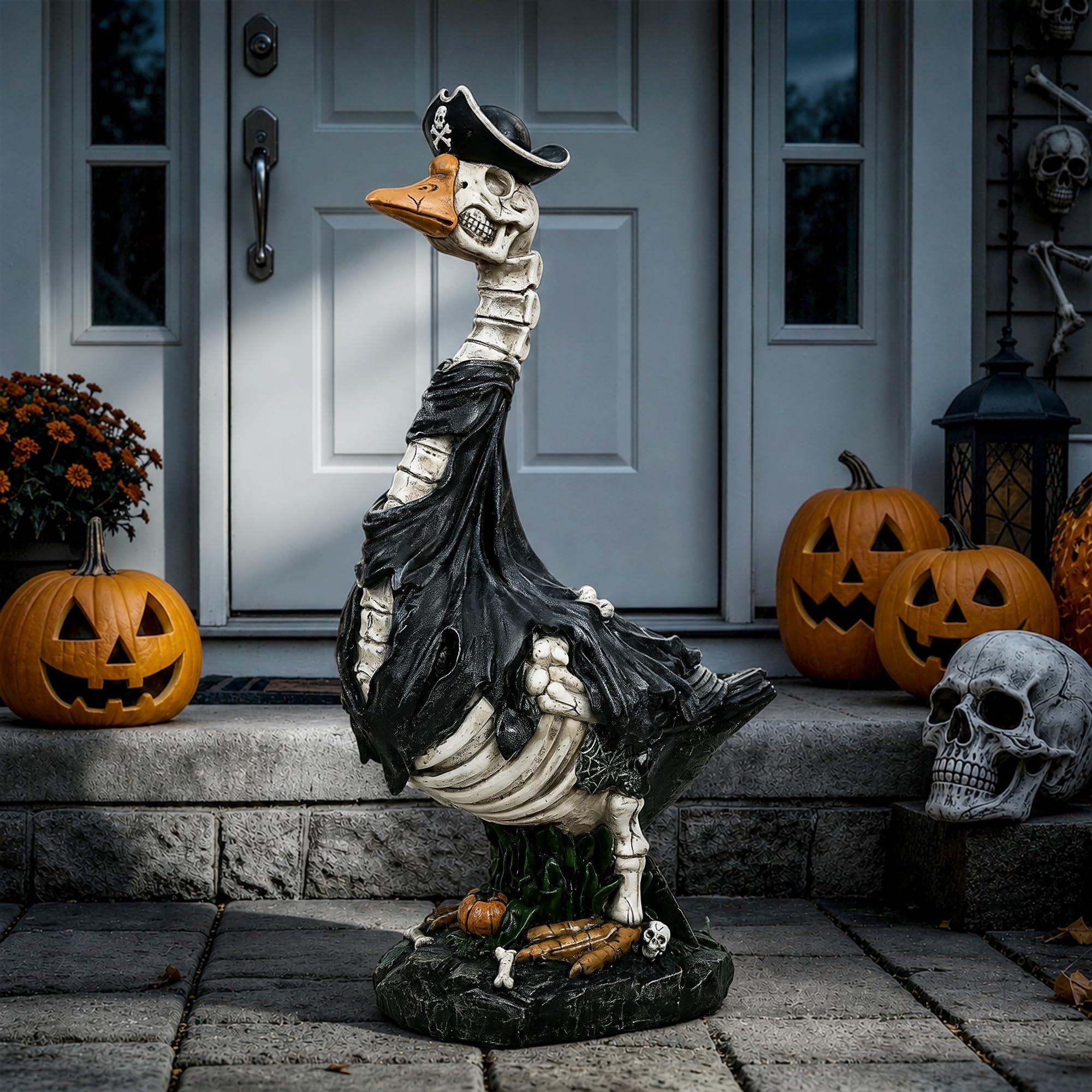 GIGALUMI 20" Halloween Skeleton Porch Goose,Outdoor Halloween Decorations | Porch Goose Skeletons for Halloween, Porch Goose for Garden and Yard, Front Porch Decor, Gifts for Women Mom Grandma Friends