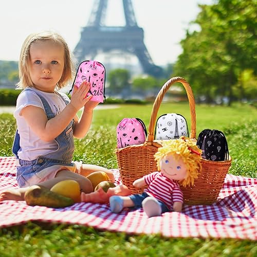 Miniatura 5 de Cunno 24 bolsas de regalos de fiesta de París de 7.1 x 5.1 pulgadas, pequeñas bolsas de regalo de la Torre Eiffel, bolsas de dulces con torre