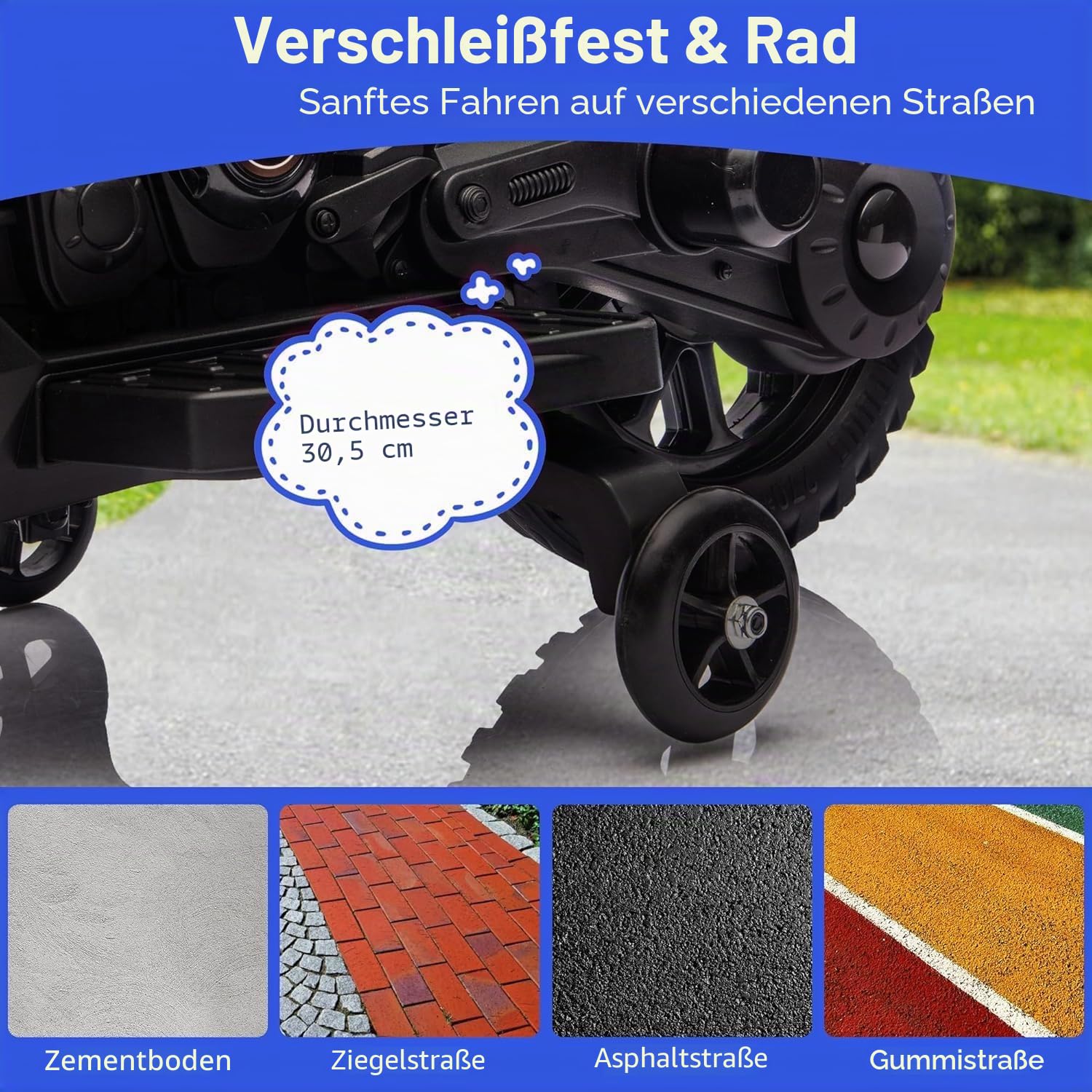 Elektro-Motorrad Kinder 6V mit Stützrädern, Kindermotorrad mit LED und Musik, Akku 6V4Ah, Belastbarkeit 25 kg, Elektrisches Spielzeug für Jungen und Mädchen 3-6 Jahre, Blau