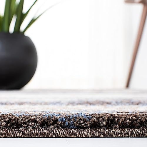 Miniatura 5 de SAFAVIEH Retro Collection - Alfombra de pasillo de 2 pies 3 pulgadas x 15 pies, color crema y azul, diseño abstracto moderno, no desprende pelusa y