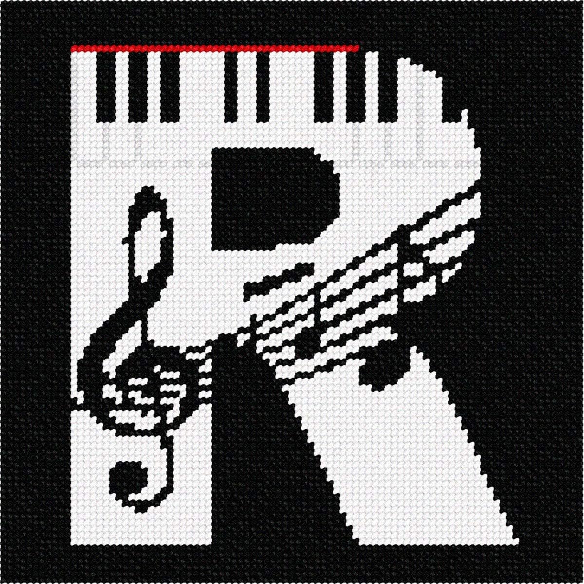 Pepita Needlepoint kit: Letter R Music, 7" x 7"