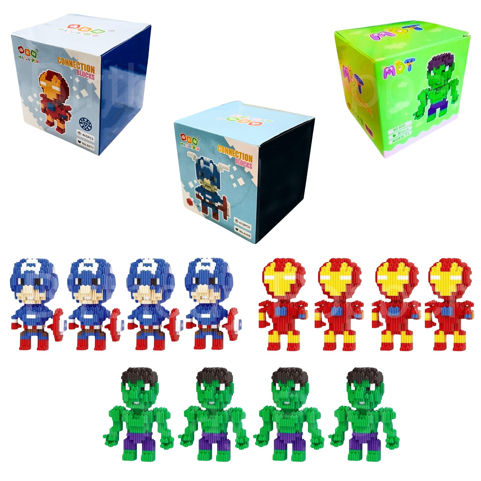 12 Pcs Superhero Mini Figures as Birthday Return Gifts | DIY Building Blocks Toys, Smart Activity for Kids