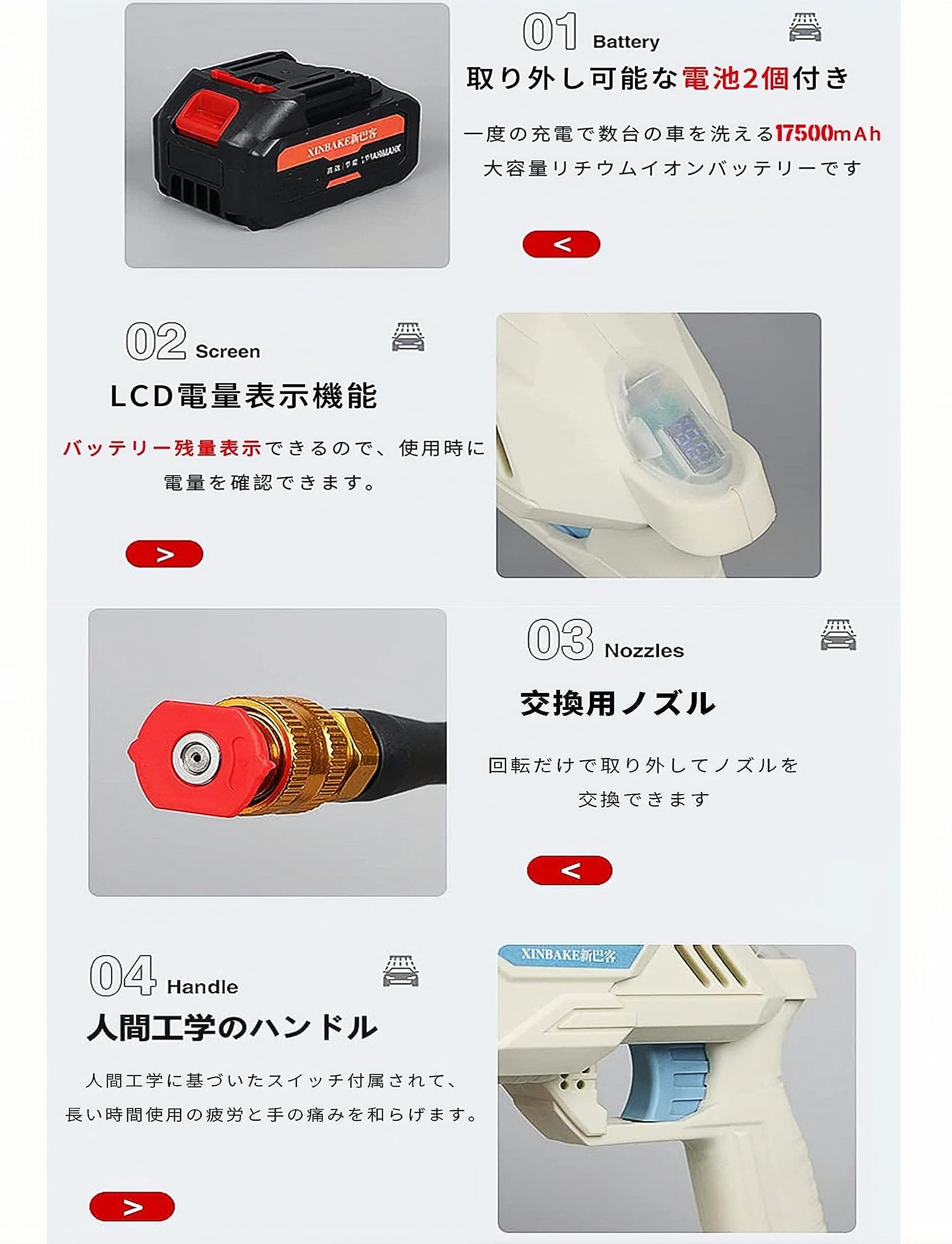 Amazon | 高圧洗浄機 コードレス 充電式 マキタ48Vバッテリー互換対応