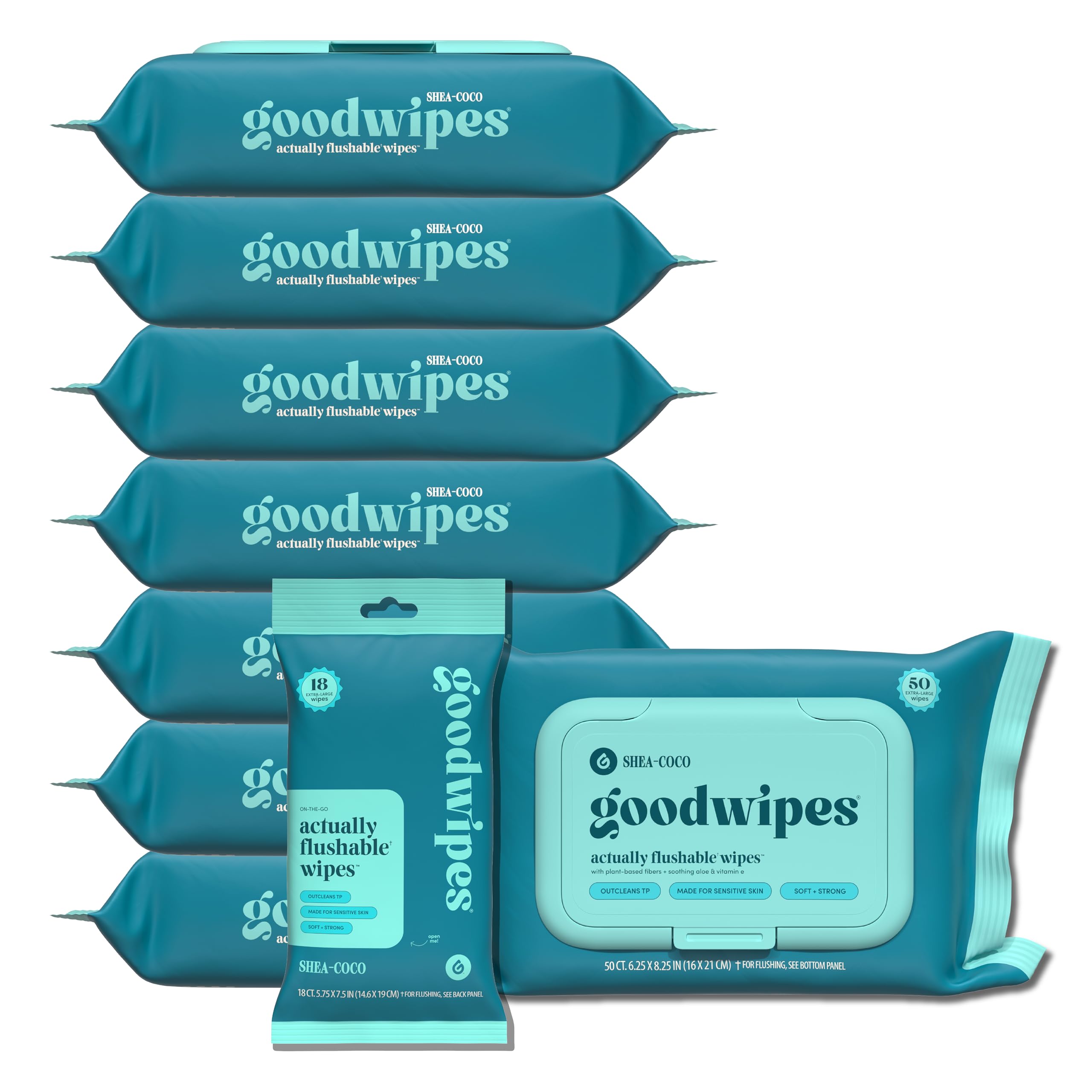goodwipes Flushable Butt Wipes - Vitamin E Aloe - Sewer Septic Safe - Extra Large Adult Wet Wipes