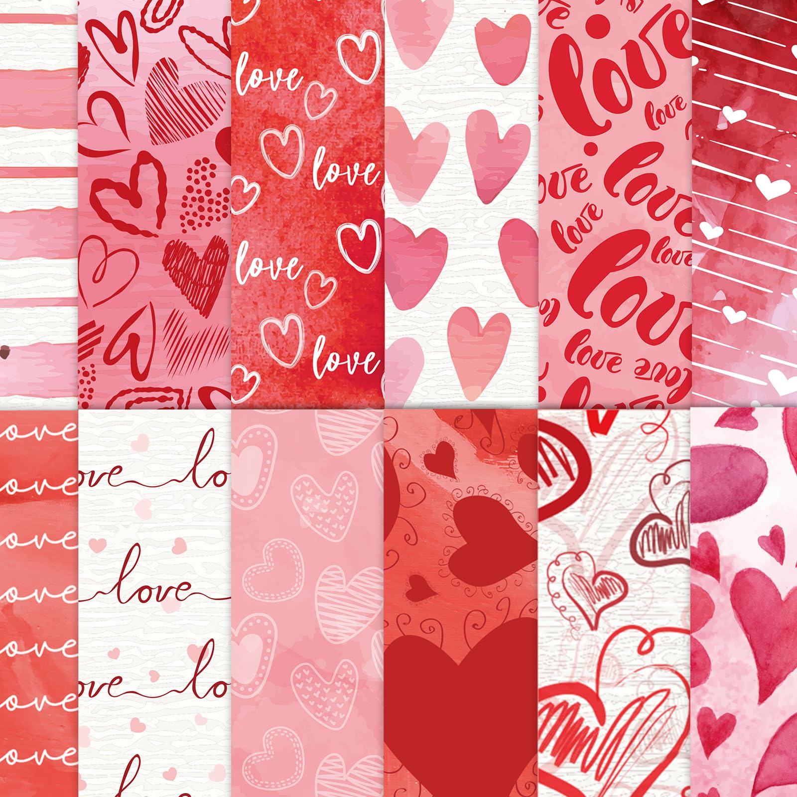 Amazon.com : 48 Sheets Valentines Day Scrapbook Paper Cardstock ...