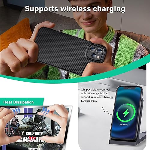 Miniatura 7 de ONES Funda delgada para iPhone 11 Pro Max, patrón de fibra de carbono, ultra delgada, funda protectora a prueba de golpes con diseño minimalista y