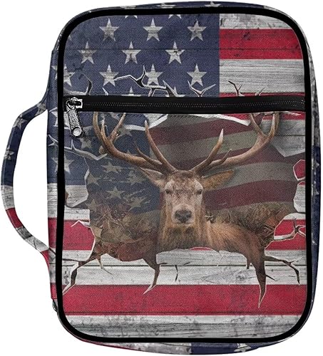 Suobstales Fundas para la Biblia para mujereshombres, fundas para la Biblia, organizador de libros, bolsa de estudio con asa y cremallera, Bandera