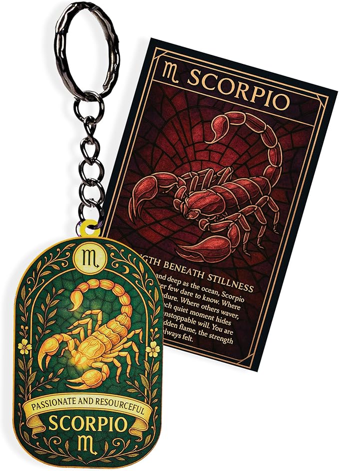 Rusaten Scorpio Gifts For Men Women, Scorpio Suncatcher Keychain, Zodiac Gifts Keepsake Present For Mom, Dad With Card and Envelope, Women Birthday Gift Ideas -Astrology Constellation Horoscope Gift
