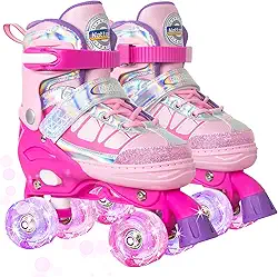 Nattork Patins para crianças, meninos, meninas, patins ajustáveis de 4 tamanhos com rodas iluminadas para crianças iniciantes para uso ao ar livre e interno