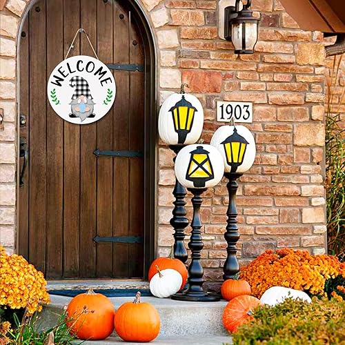 Miniatura 5 de Distaratie Letrero de bienvenida intercambiable de gnomo de primavera de temporada para puerta delantera, decoración de Pascua, colgante de puerta