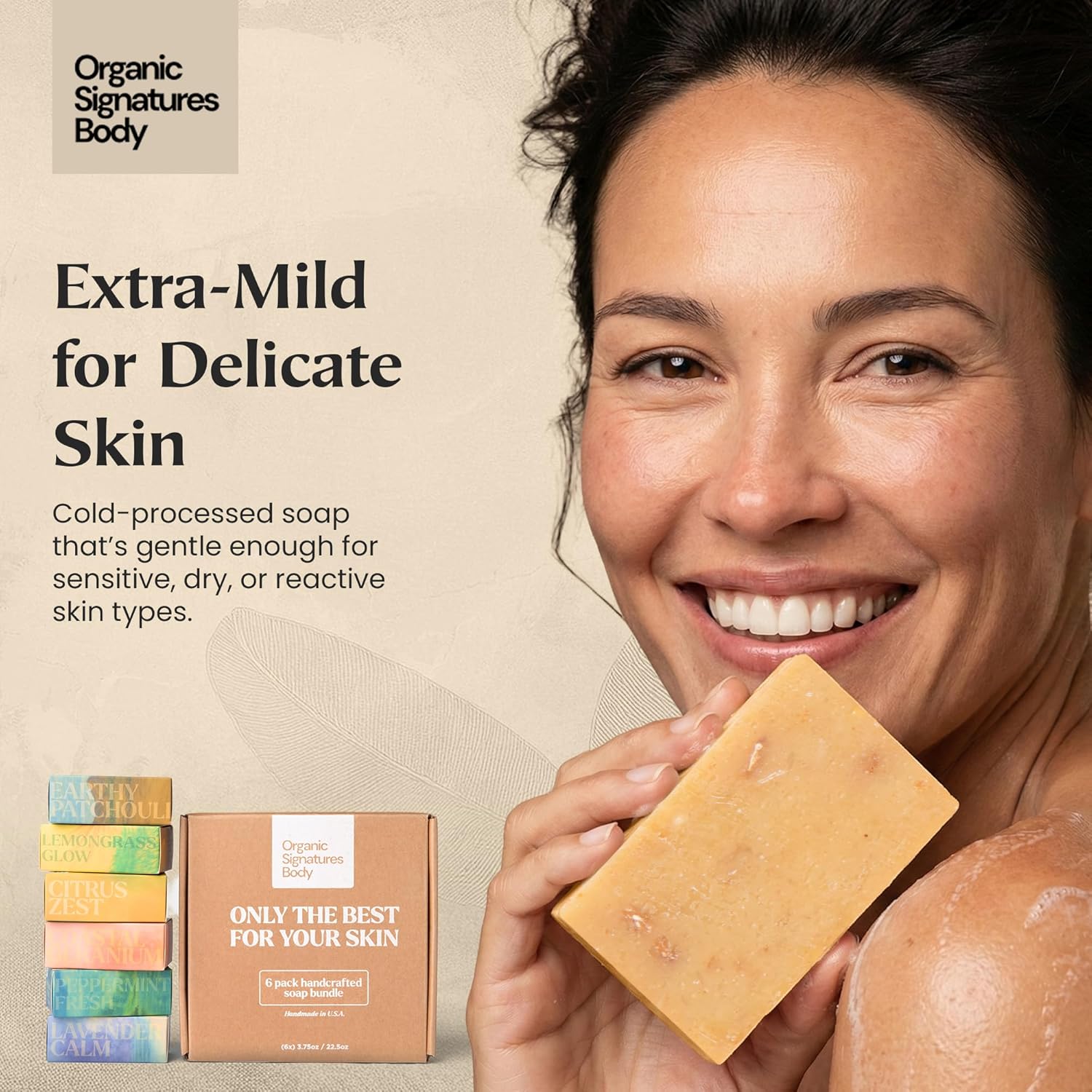 Organic Soap Bar Set - 6 Pack, Cold Process Natural Bar Soap for Women & Men for Sensitive Skin, Body, Face and Hands, Leaping Bunny Certified, Aromatherapy Bath & Shower Gift Set, Made in USA - Image 5