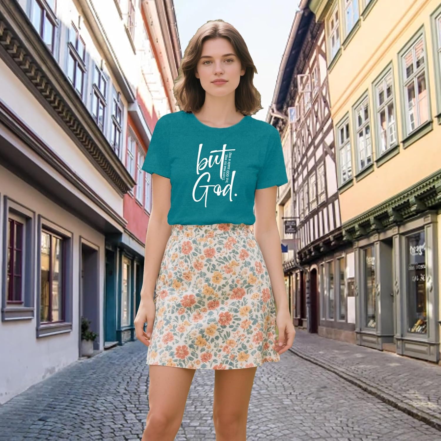 Christian Shirts for Women Jesus Faith Religious T-Shirts But God Tees - Image 2