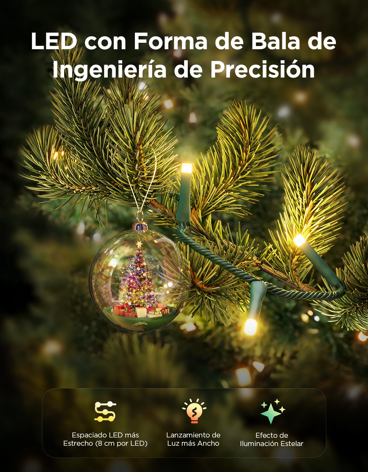 Govee Christmas Sparkle String Lights 20M, Control por Aplicación con Alexa | Decoraciones Navideñas para Interiores, Luces RGBWIC de con 250 LEDs, Más de 140 Modos de Escena